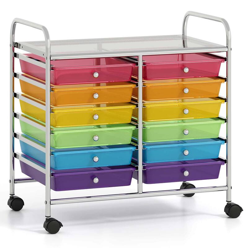 12-Drawer Rolling Storage Cart Mobile Utility Cart on Wheels - Rainbow