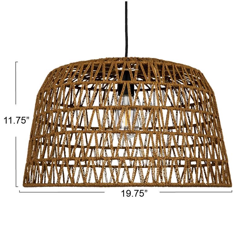 Open Weave Metal and Paper Rope Ceiling Light