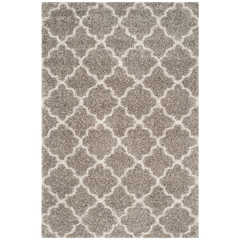 SAFAVIEH Hudson Shag Vitchka Glam Trellis 2-inch Area Rug - Grey/Ivory - 4' x 6'
