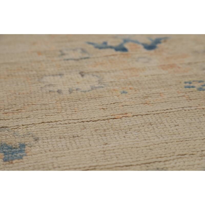 Beige Oriental Oushak Turkish Area Rug Hand-Knotted Wool Carpet - 8'0"x 9'8"
