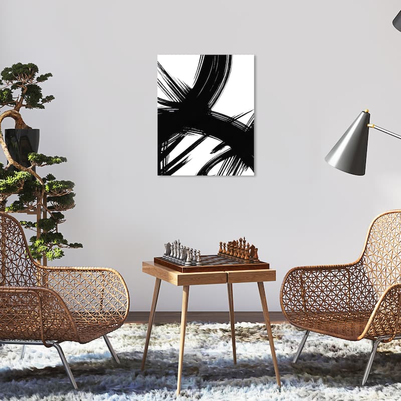 Wynwood Studio Canvas Abstract Expression II Black and Modern & Contemporary Wall Art Canvas Print - 20 x 16