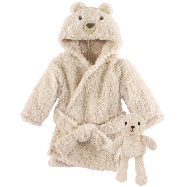 slide 1 of 1, Hudson Baby Plush Bathrobe and Toy Set, Cozy Bear, One Size - Cozy Bear - One Size One Size - Cozy Bear