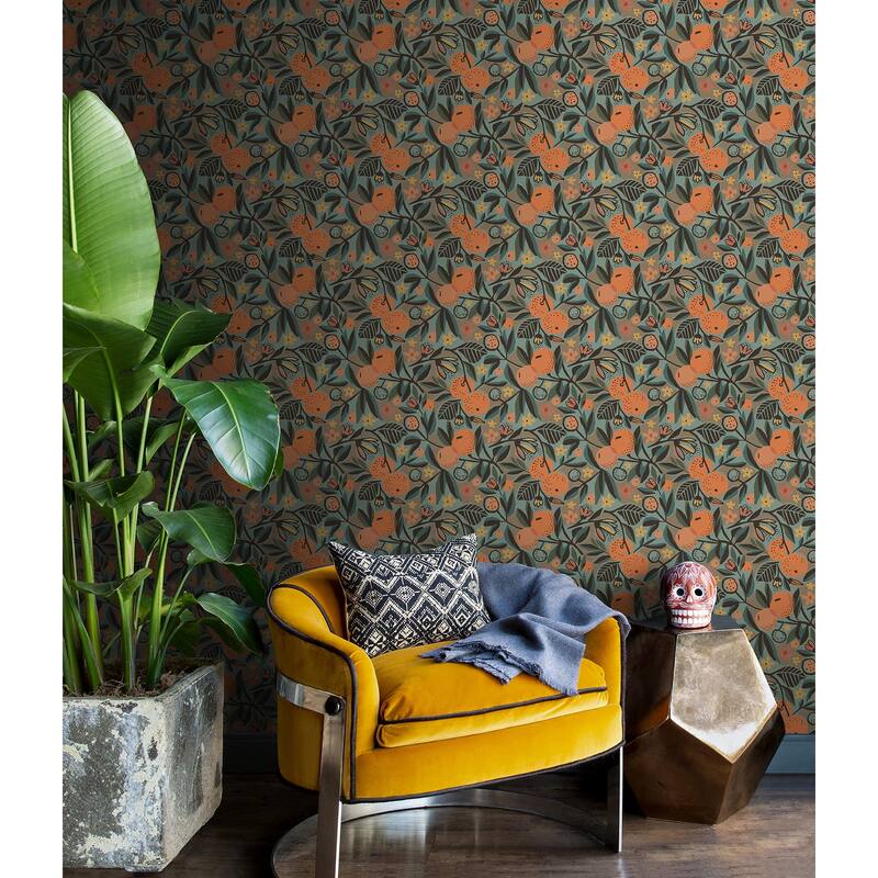 Pip & Lo Teal Clementine Garden Peel & Stick Wallpaper
