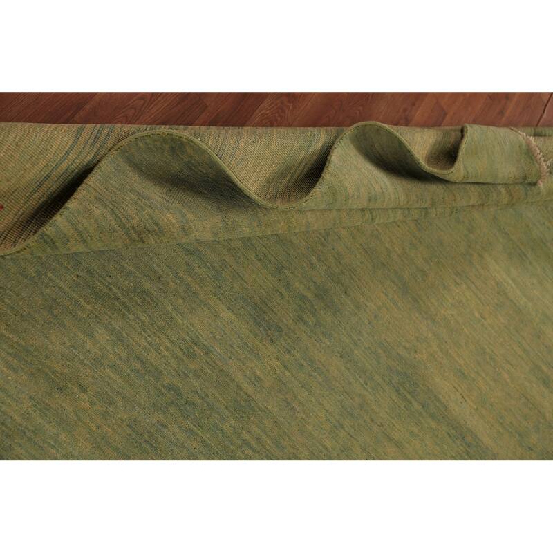 Green & Yellow Gabbeh Modern Area Rug Handmade Wool Carpet - 6'4" x 9'7"