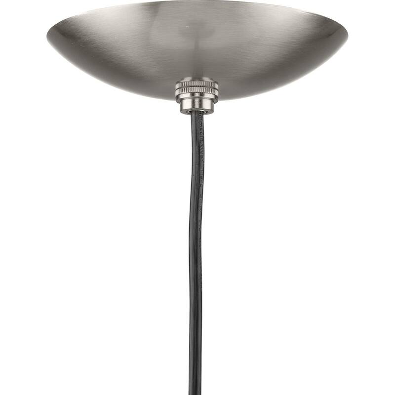 Atwell Collection Brushed Nickel and Opal Glass Globe Large Hanging Pendant Light - 12 in x 12 in x 12.5 in