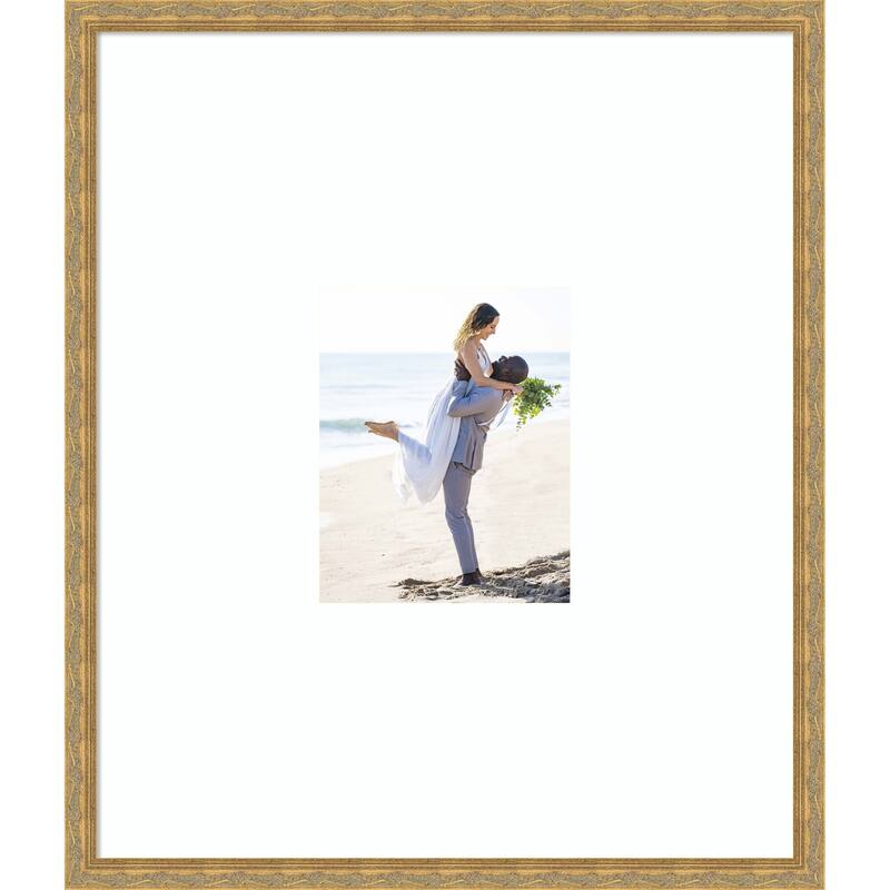 Mila Picture Frame, Photo Frame - 22x26 Matted White 8x10 - Mila Dark Gold