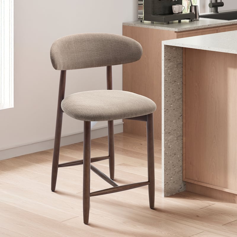 RENEWLINE Mid-Century Modern Upholstered Bar Stools with Backrest - Solid Wood Legs Counter Height Stools