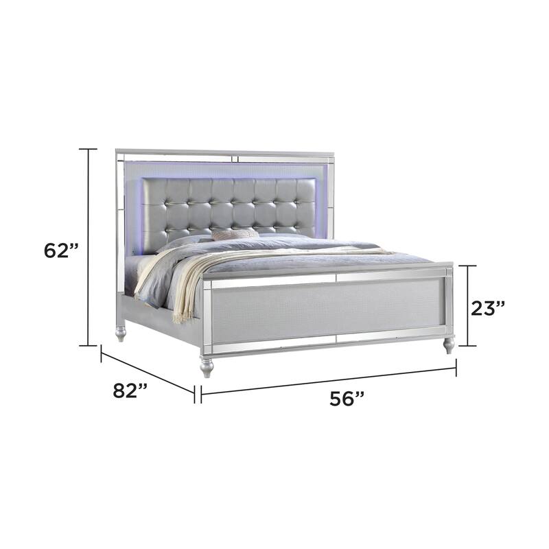 Sterling 4PC/5PC Contemporary Bedroom Set with Mirror Accents and LED Enhancements