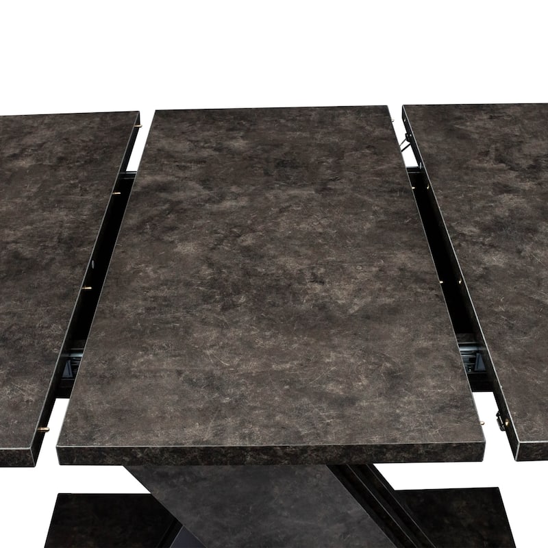 70.87" Wood Multifunctional Extendable Console Table with X-shaped Design