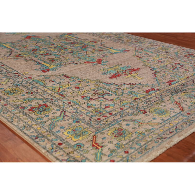 Brown Vegetable Dye Ziegler Oriental Area Rug Hand-Knotted Wool Carpet - 6'10"x 10'5" - 6'10"x 10'5" - Brown