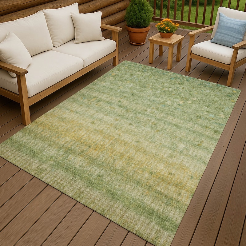 Machine Washable Indoor/ Outdoor Ombre Stripes Chantille Rug