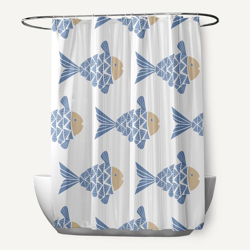 Fish Tales Animal Print Print Print Shower Curtain - Blue