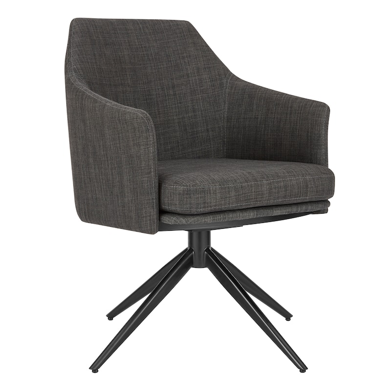 Signa Swivel Armchair in Charcoal Fabric with Black Steel Base - Set of 1