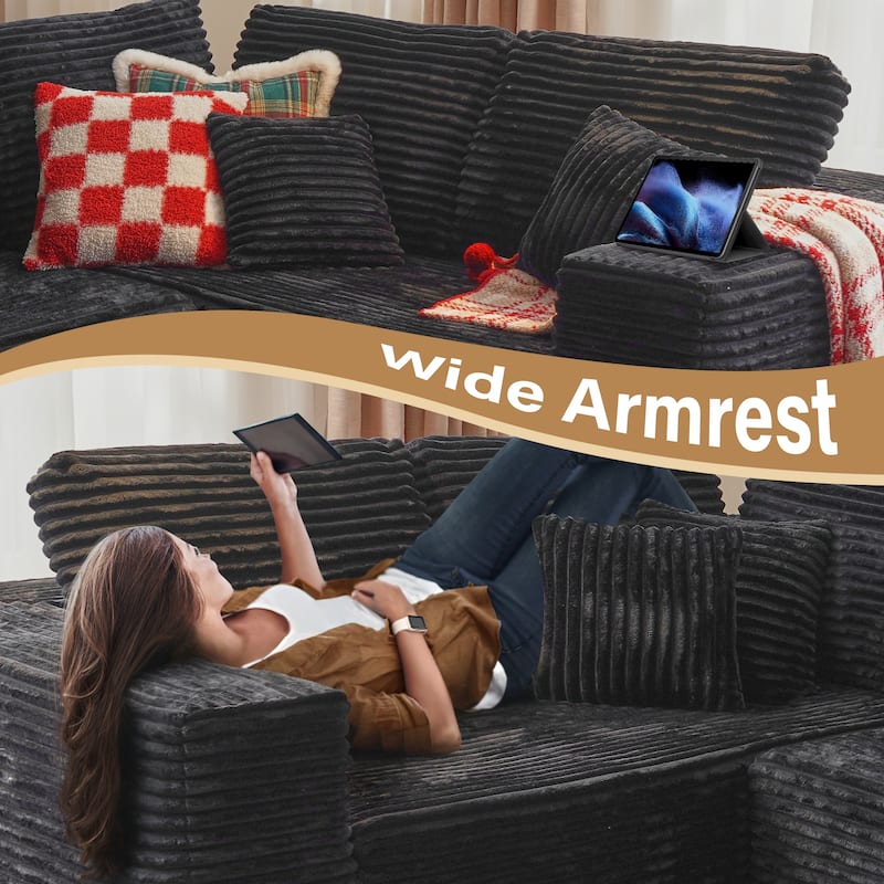 HOOOWOOO Modular Plush Fabric Sectional Sofa