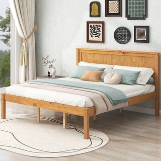 Sturdy Design Platform Bed Frame with Headboard, Wood Slat Support, No Box Spring Needed, Queen