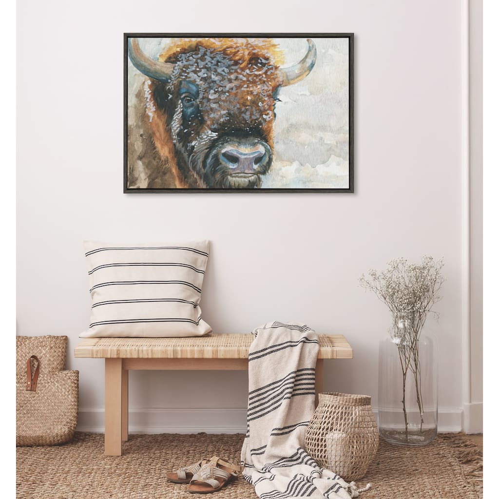 Kate and Laurel Sylvie Bison Frame Canvas by Jennifer Redstreake Geary