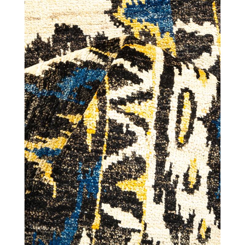 Overton Hand Knotted Wool Vintage Inspired Modern Contemporary Modern Black Area Rug - 3' 10" x 6' 2"