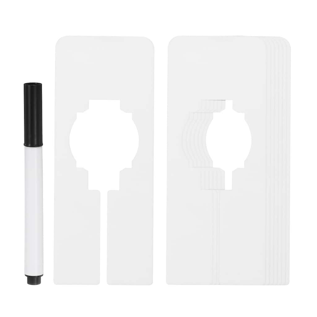 8pcs Clothes Dividers, Clothing Rack Rectangle Divider with Marker Pen - White