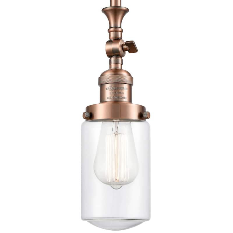 Innovations Lighting Dover 5" Wide Mini Rod Hung Adjustable Pendant - Antique Copper / Clear
