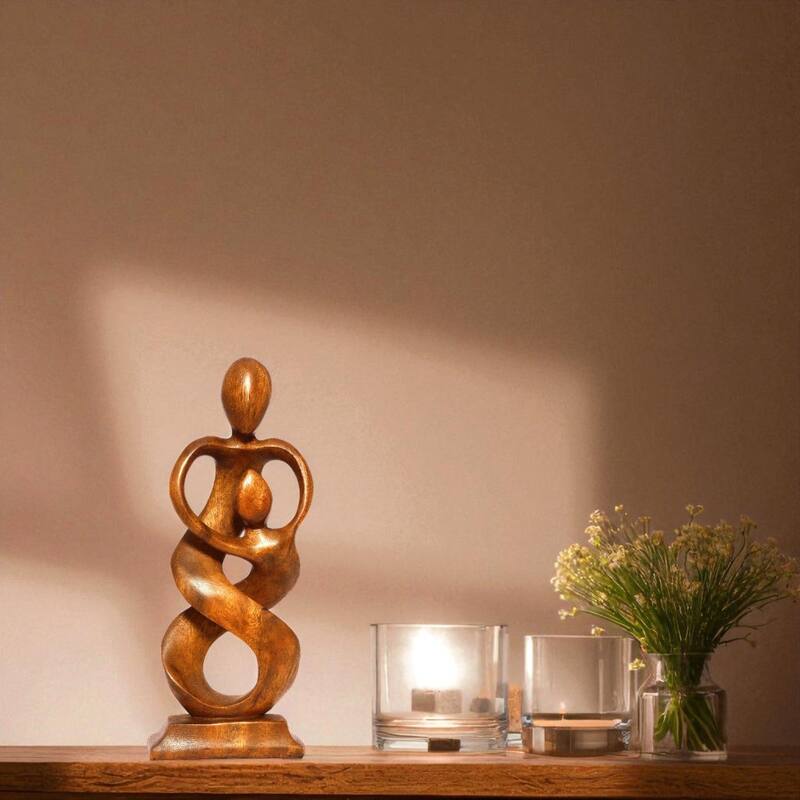 12" Wooden Handmade Abstract Sculpture Statue Handcrafted "Entwined Spirits" Gift Home Decor Figurine Decoration Hand Carved