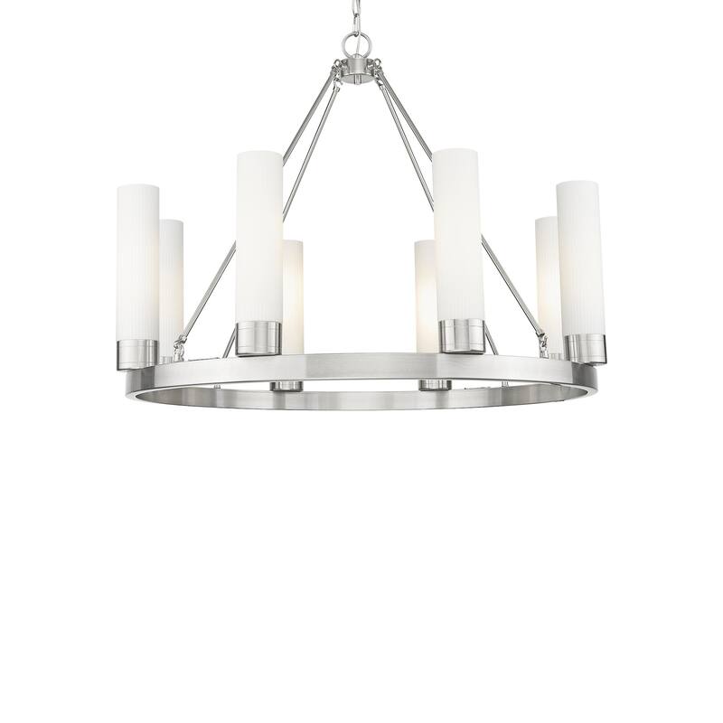 Innovations Lighting 617-8CR-28-36 Boreas Chandelier Boreas 8 Light - Satin Nickel / Striped White