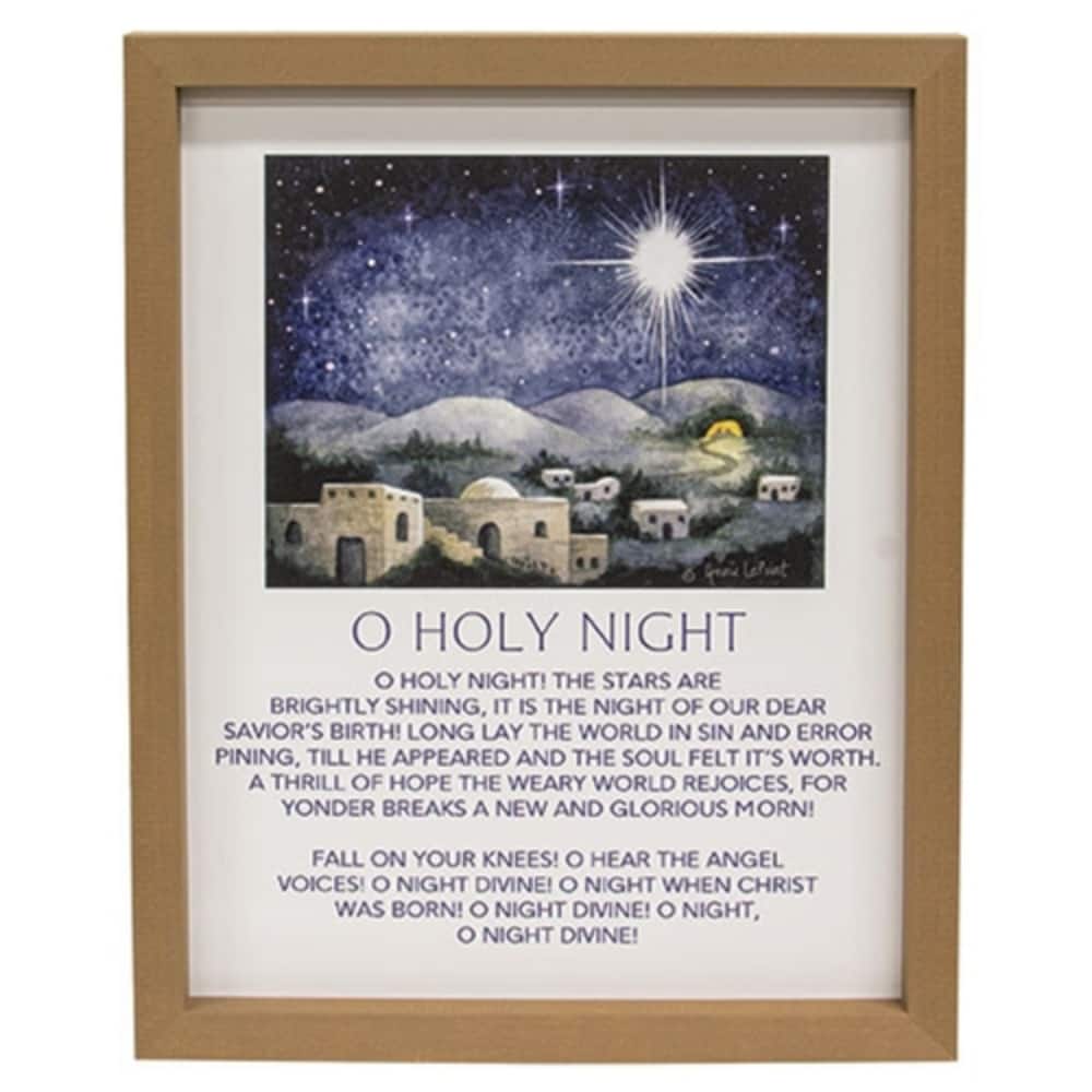 O Holy Night Framed Print Nativity Scene Christmas Decor - 12" x 1.50" x 15"