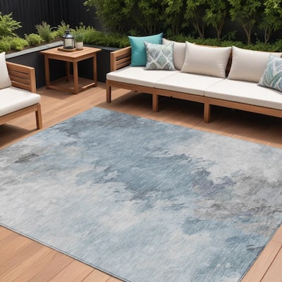 HomeRoots Abstract Transitional Rectangle Outdoor Rug
