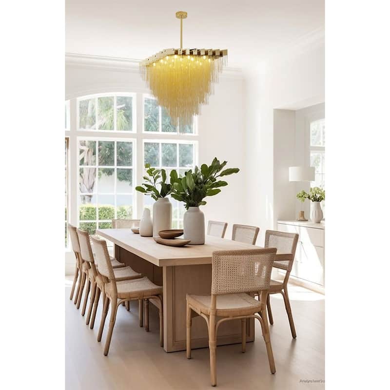 Transitional 20-Light Gold Aluminum Chains Chandelier