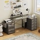 preview thumbnail 23 of 24, 71'' L-Shaped Desk with File Drawers, Reversible Computer Desk with Power Outlets and Smart LED Lights