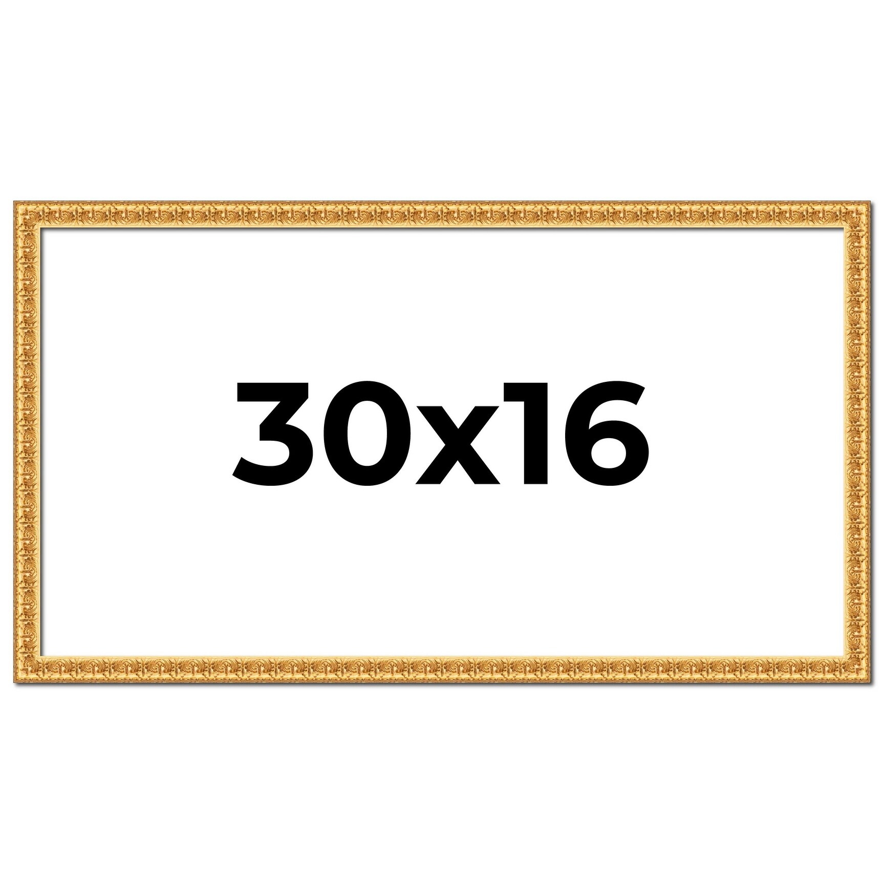 30x16 Frame Gold Real Wood Picture Frame Width 1 inches | Interior