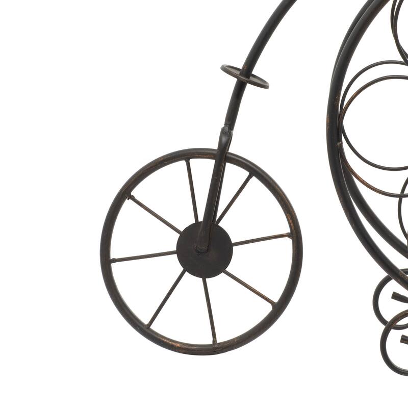 Metal Bike 7 Bottle Wine Rack with Scrollwork - Brass - Roche River Decor - 9"W x 21"L x 19"H