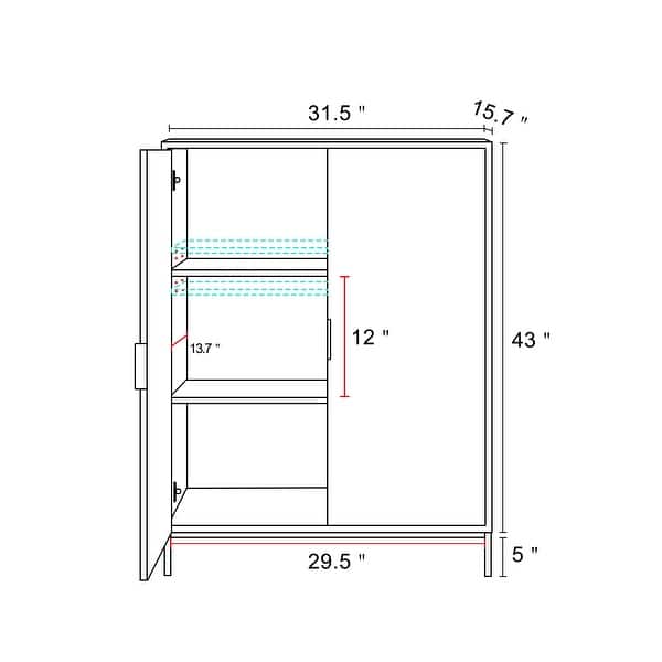 Anmytek Modern 2-Door Wood Buffet Sideboard Accent Storage Cabinet with Adjustable Shelves