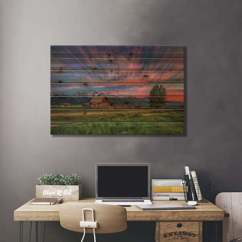 Beneath Teton Glory Print On Wood by Bill Sherrell - Multi-Color