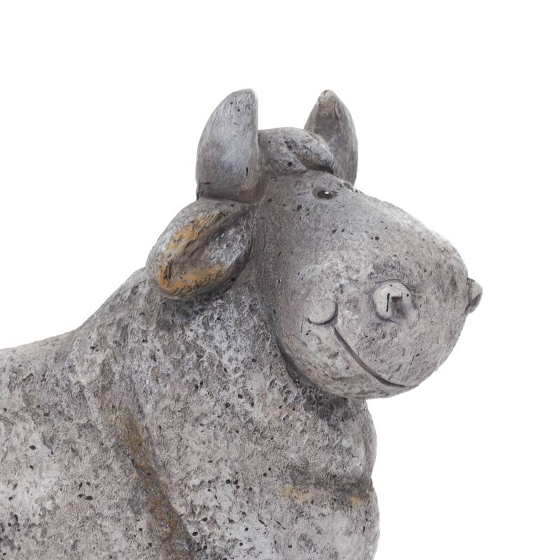 Polystone Cow Indoor Outdoor Garden Sculpture - Gray - Roche River Decor