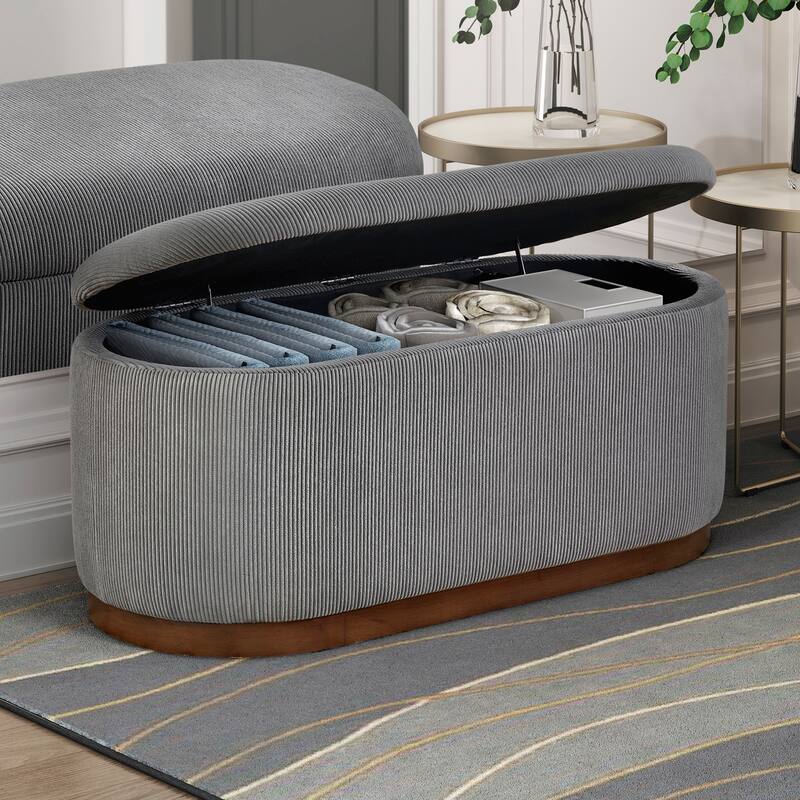 Venice 42.5" Corduroy Lift Top Storage Bench - Foam Cushioned Seat