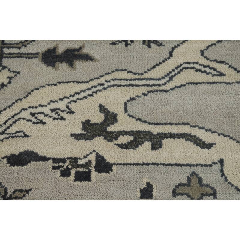 Oushak Indian Area Rug Hand-Knotted Transitional Grey Wool Carpet - 8'2" x 9'10"