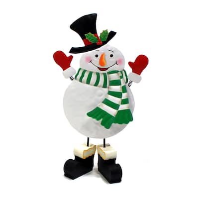 13" Metal Snowman Standing Figure