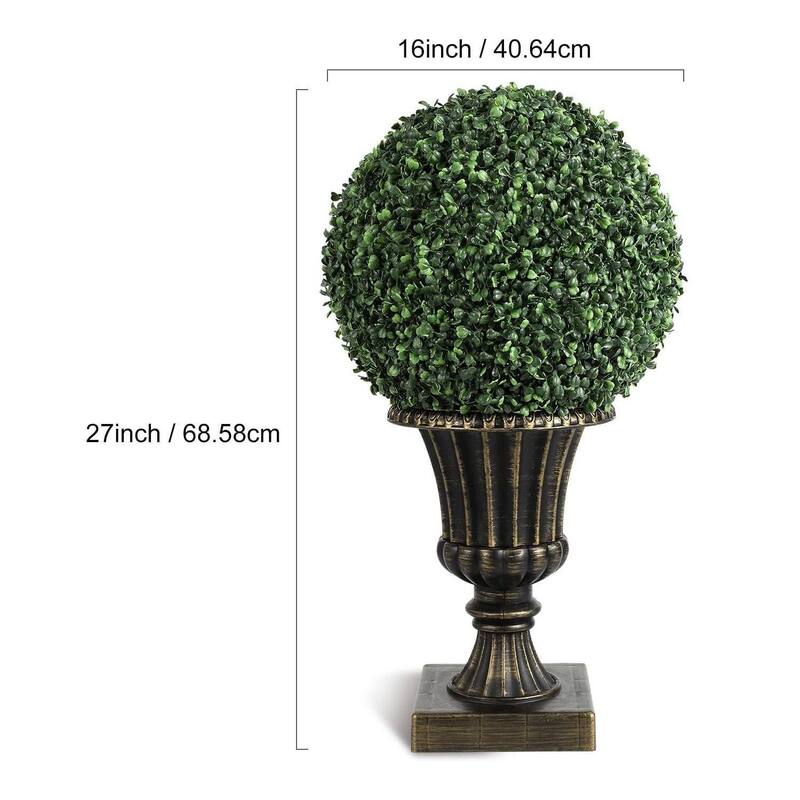 2 pcs Pre-Lit Artificial Plant Topiary Ball for Outdoor Indoor - 27 inch