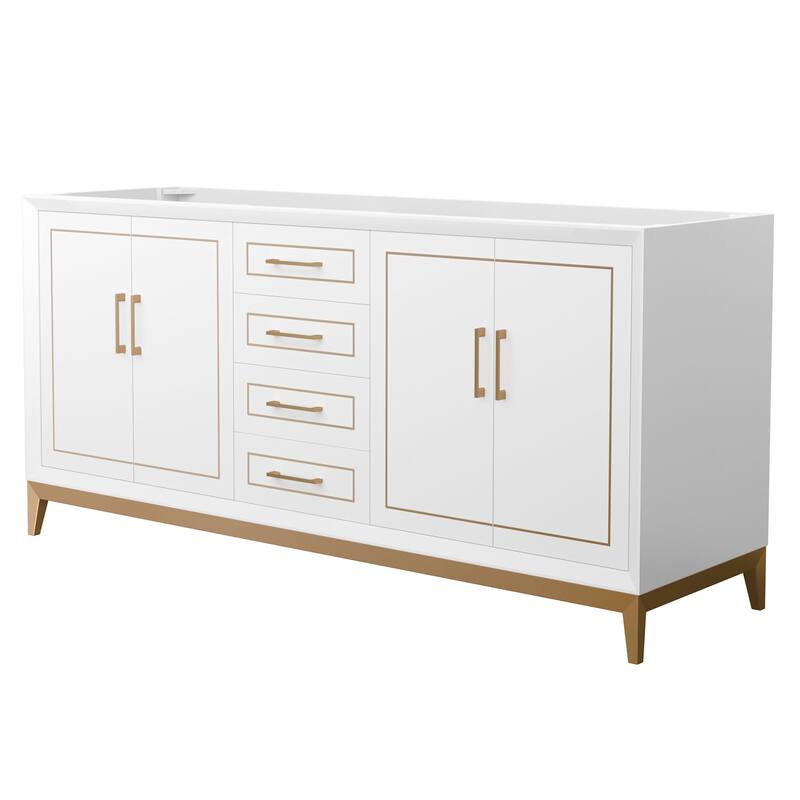 Wyndham Collection WCH515172D-CXSXX-MXX Marlena 72" Double Free - White / Satin Bronze Hardware