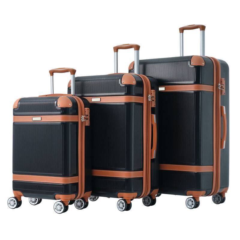 3 Piece Hardside Lightweight Luggage Sets with Double Spinner 8 Wheels and TSA Lock