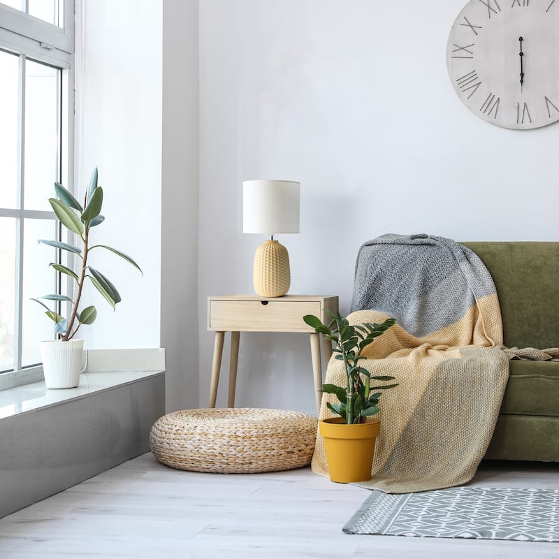 20.4" Purled Texture Lamp with White Fabric Shade