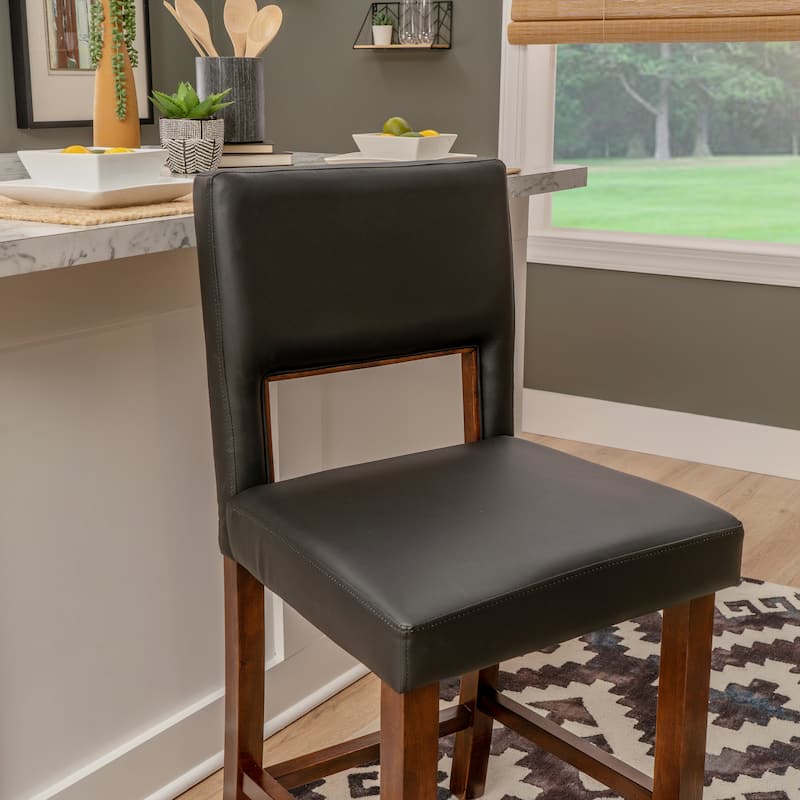 Zeta Dark Brown Faux Leather 24-inch Counter Stool