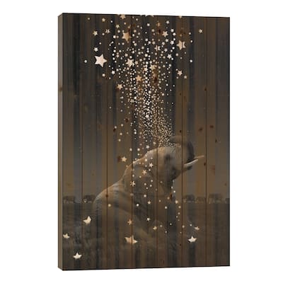 Star Light - Elephants Print On Wood by Soaring Anchor Designs - Multi-Color