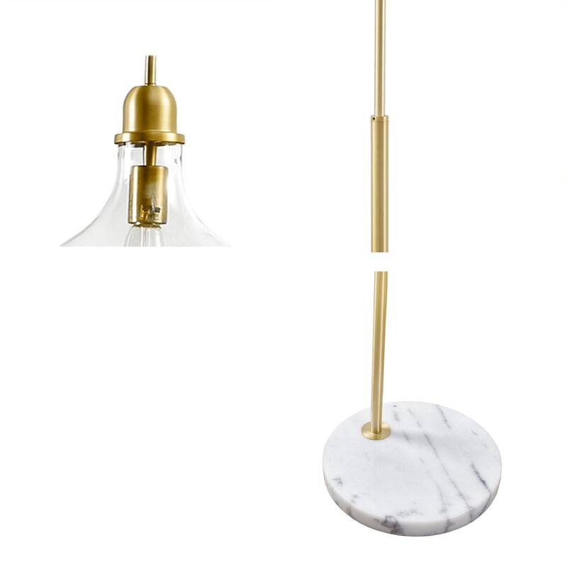 INK+IVY Auburn Gold Arched Floor Lamp with Marble Base