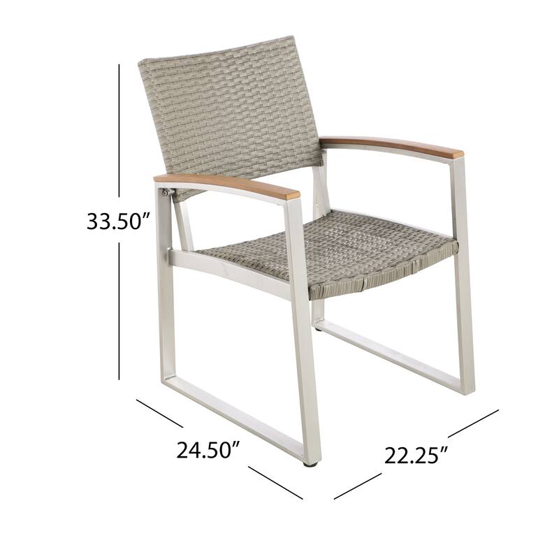 Glasgow Aluminum Outdoor Dining Chairs with Faux Wood Accents by Christopher Knight Home