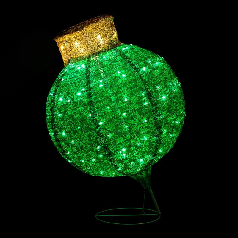 38" LED Twinkling Green Tinsel Onion Ornament Christmas Decoration