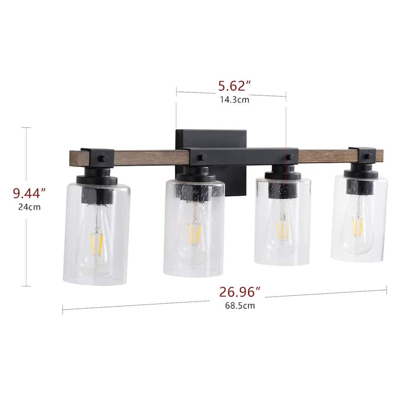 Farmhouse Bathroom Vanity Light Fixture Over Mirror with Clear Glass Shade