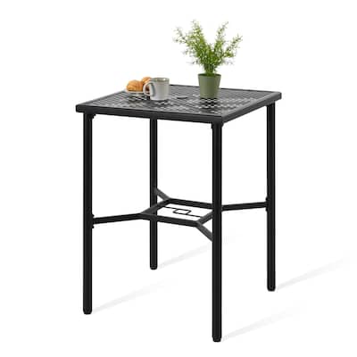 Outdoor 28" Square Bar Table with Mesh Top and 1.57" Umbrella Hole