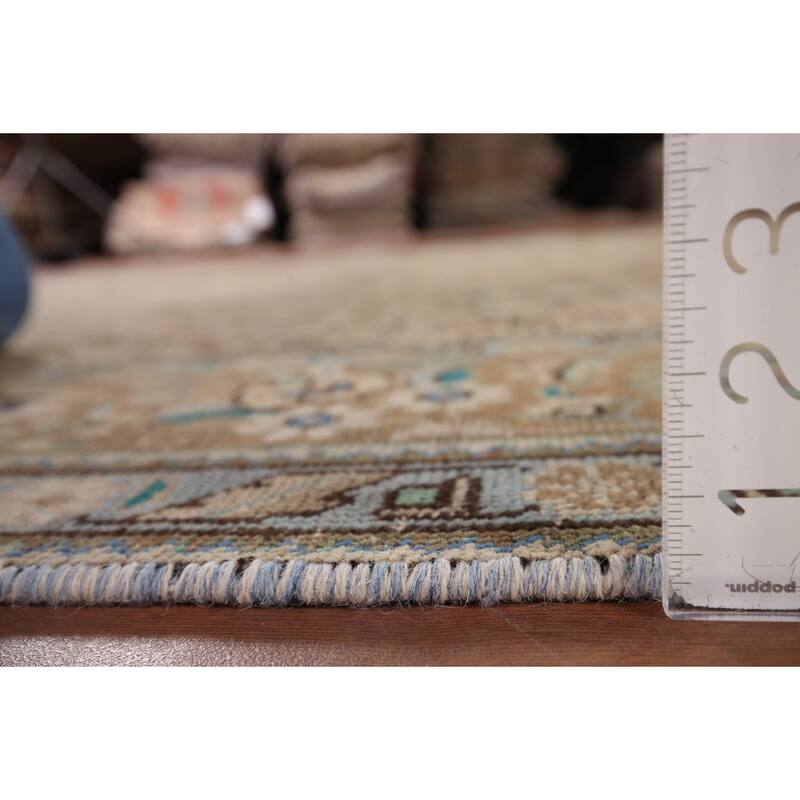 Distressed Tabriz Vintage Persian Rug Hand-Knotted Peach Wool Carpet - 6'7" x 9'8"