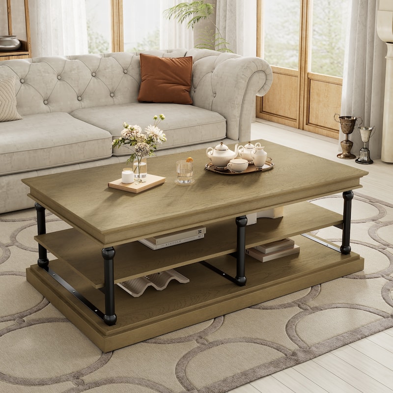 Christopher Knight Home-Thaddeus Rubberwood Coffee Table With Storage